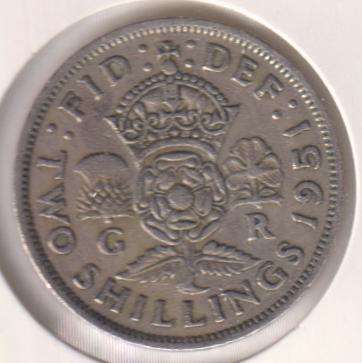GREAT BRITAIN 2 SHILLINGS 1951 IN COIN FLIP