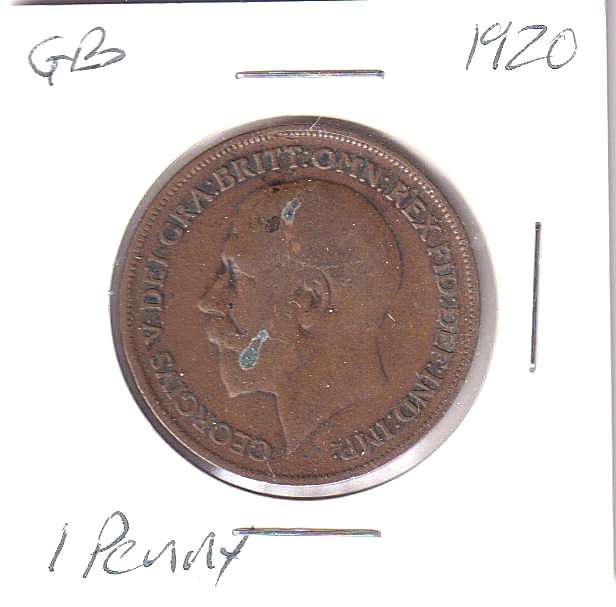 GREAT BRITAIN 1 PENNY  1920 IN COIN FLIP