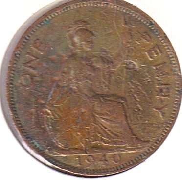 GREAT BRITAIN 1 PENNY  1940 IN COIN FLIP