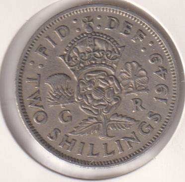 GREAT BRITAIN 2 SHILLINGS  1949 IN COIN FLIP