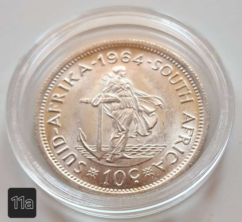 RSA - 1964  TEN CENT - SILVER - IN CAPSULE