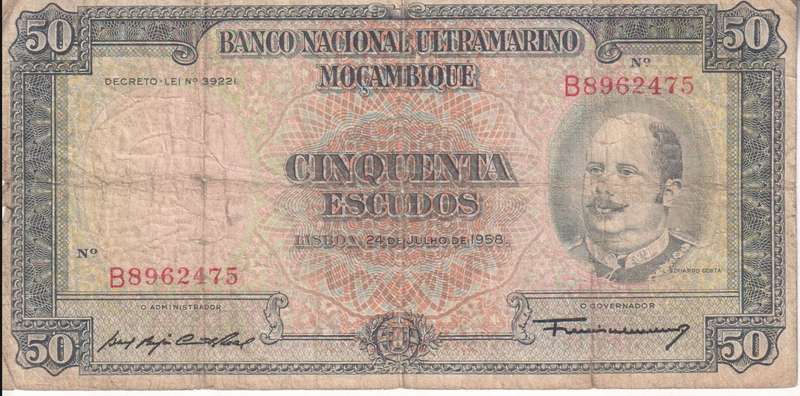 Portugal Mozambique 50 Escudos 1958 P-105 VG