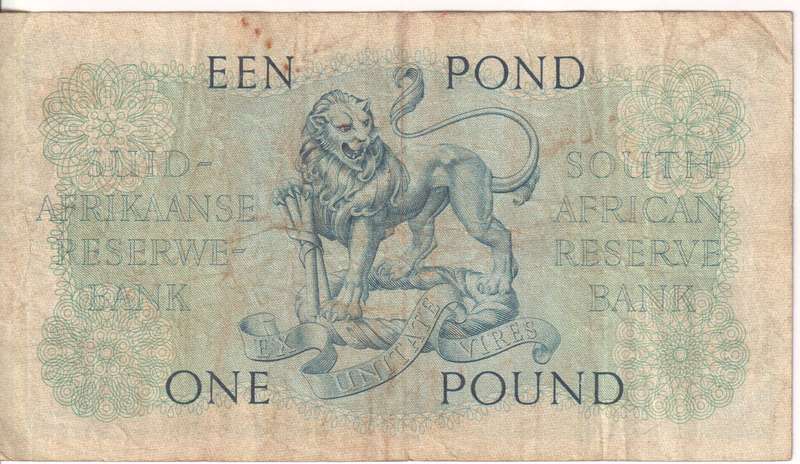 UNION OF SOUTH AFRICA - 1 POUND M.H. de Kock B/211 E/A 1955 #137 VF
