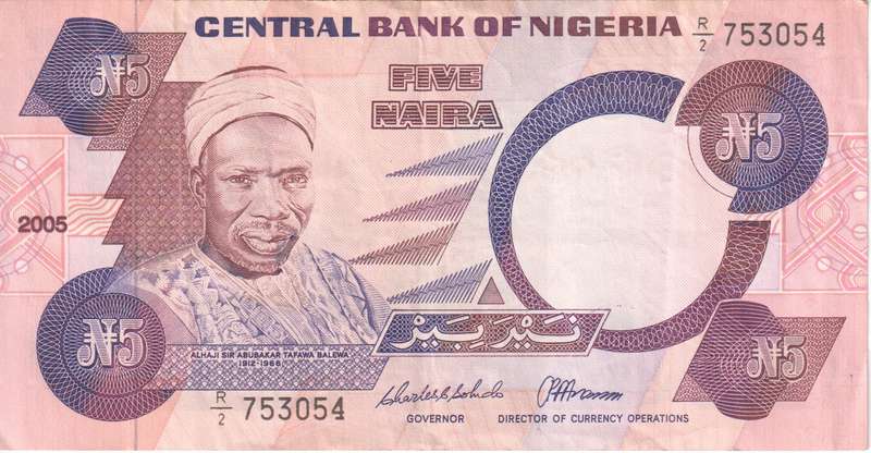 NIGERIA 5 NAIRA 2005 SIGN13 P24 VF
