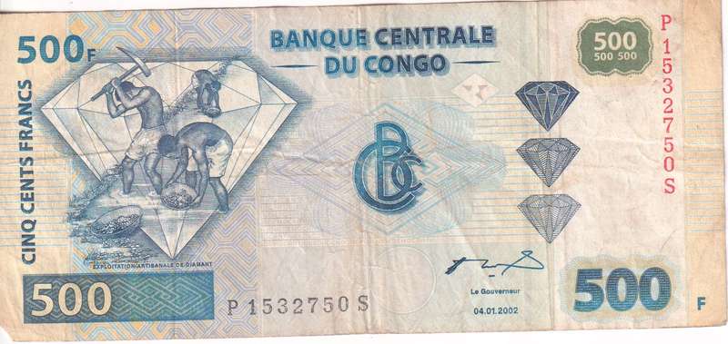 Congo Democratic Republic 500 Francs 2002 P-96 VF