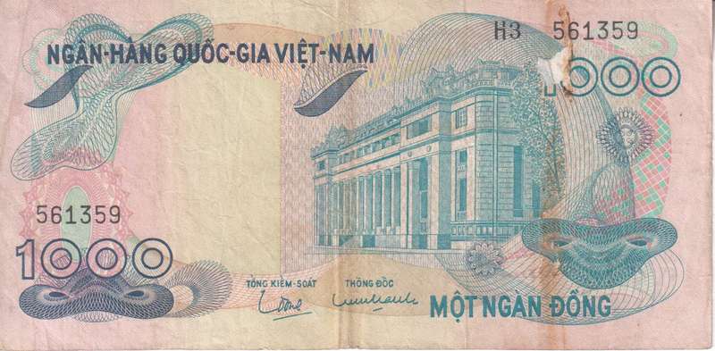 SOUTH VIETNAM 1000 DONG 1971 P29 VG