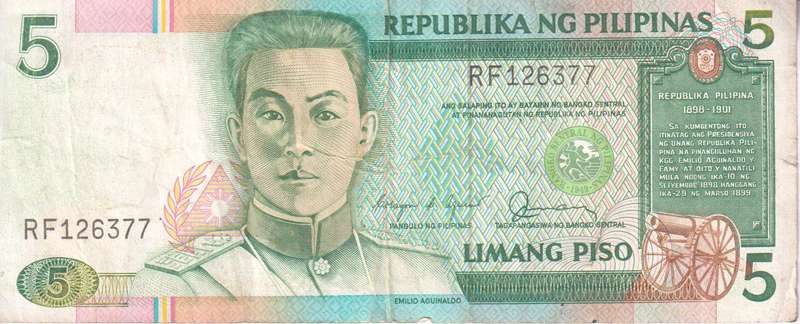 PHILIPPINES 5 PISO 1995-7 P180  F