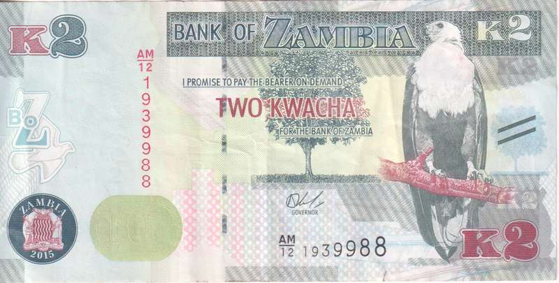 ZAMBIA 2 KWACHA 2015 P56 VF