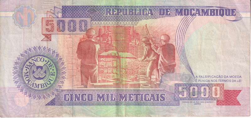 MOZAMBIQUE 5000 METICALS 1991 P136 - VF