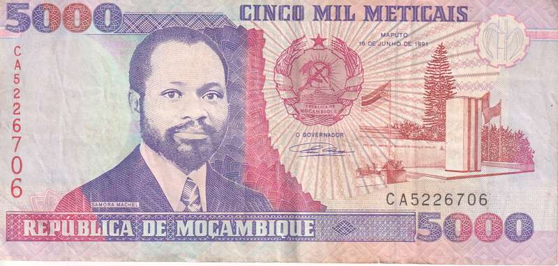 MOZAMBIQUE 5000 METICALS 1991 P136 - VF