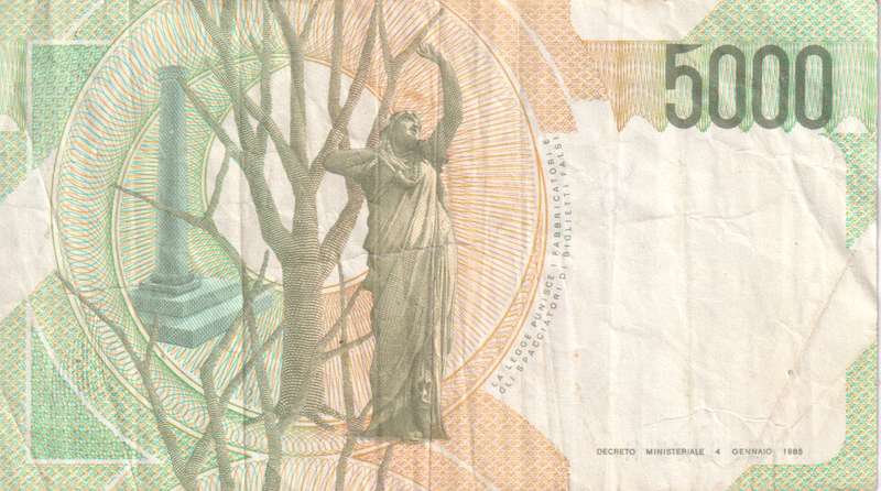 Italy 5000 Lire, 1985, P-111 VF