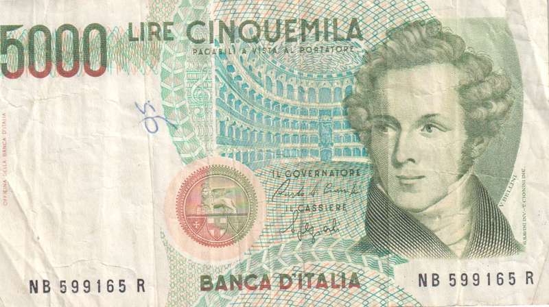 Italy 5000 Lire, 1985, P-111 VF