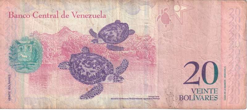 VENEZUELA 20 BOLIVARS  2008 P91 VF