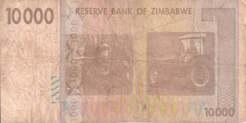 Zimbabwe 10,000 Dollars 2008 P-72 Used - SCARCE