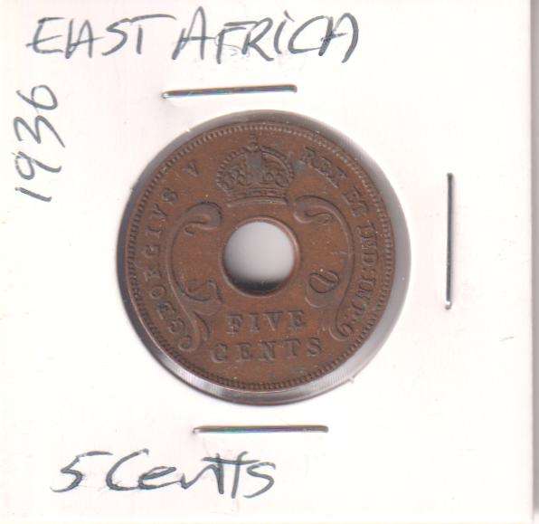 EAST AFRICA 5 CENTS 1928 (KING GEORGE V) IN COIN FLIP