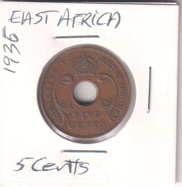EAST AFRICA 5 CENTS 1935 IN COIN FLIP