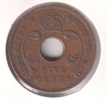 EAST AFRICA 5 CENTS 1928 (KING GEORGE V) IN COIN FLIP