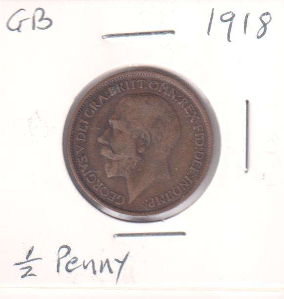 GREAT BRITAIN ½ PENNY 1918 (KING GEORGE V) IN COIN FLIP