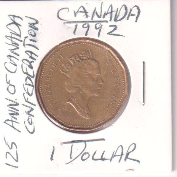 CANADA 1 DOLLAR 1992  125 ANNIVERSARY OF CANADIAN FEDERATION - IN COIN FLIP