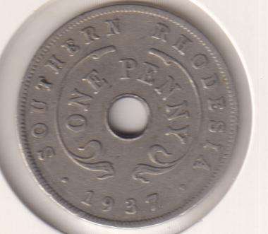SOUTHERN RHODESIA 1 PENNY 1937 IN COIN FLIP