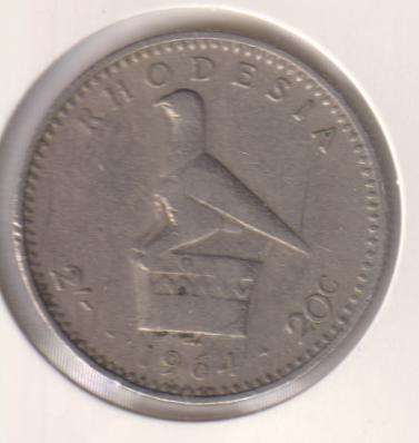 RHODESIA  20c Cents 1964 IN COIN FLIP