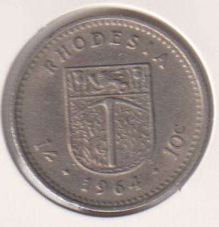 RHODESIA  10c Cents 1964 IN COIN FLIP