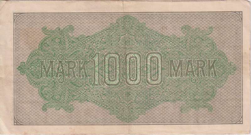 Germany 1000 Mark 1922, P-76  RED SERIAL NUMBER