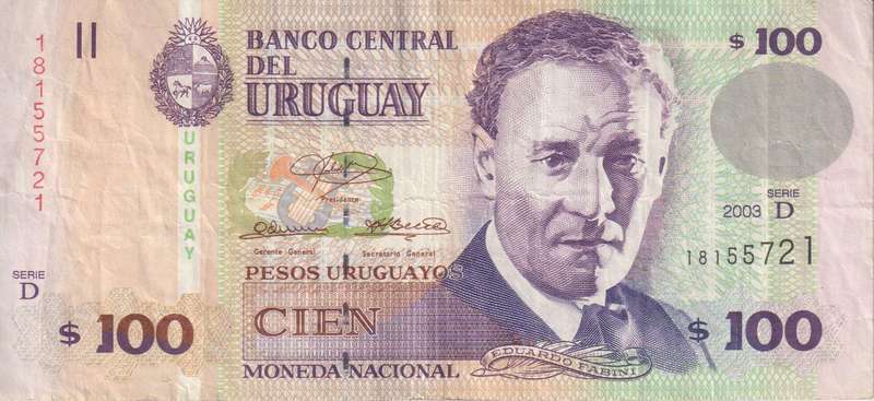 Uruguay 100 Peso 2003 - P85  VF