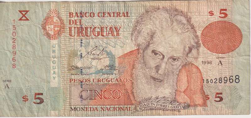 Uruguay 5 Peso 1998 - P80  VF