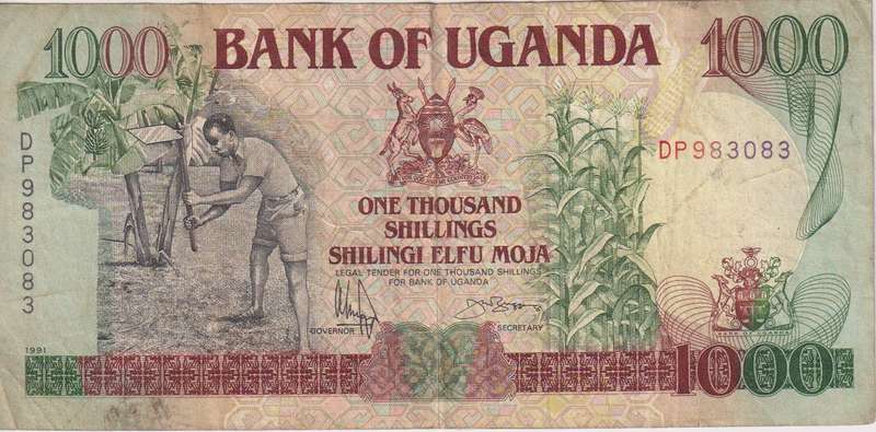Uganda 1000 Shillings 1991 P34b VF