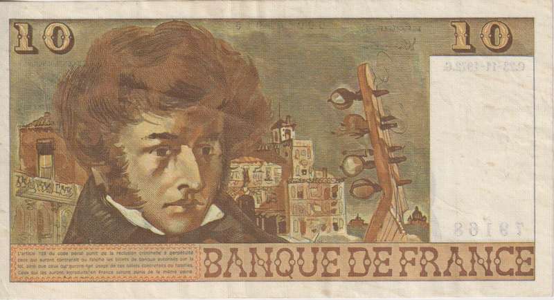 FRANCE 10 FRANCS BERLOIZ 1972 P150 VF