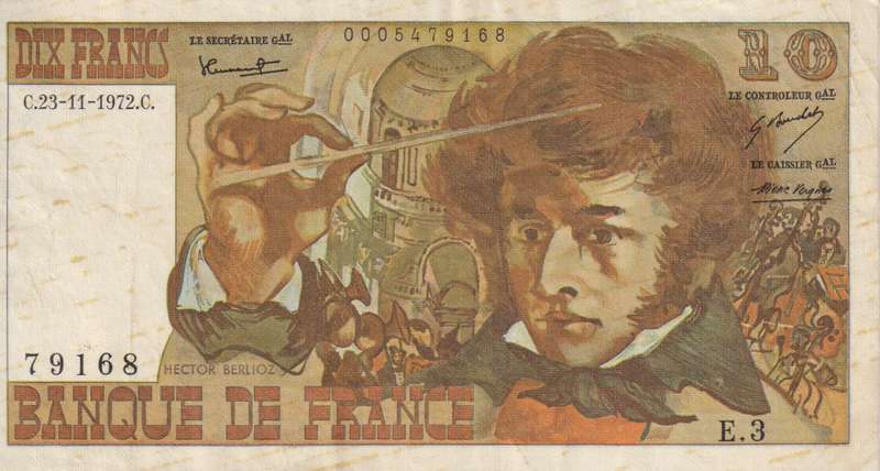 FRANCE 10 FRANCS BERLOIZ 1972 P150 VF