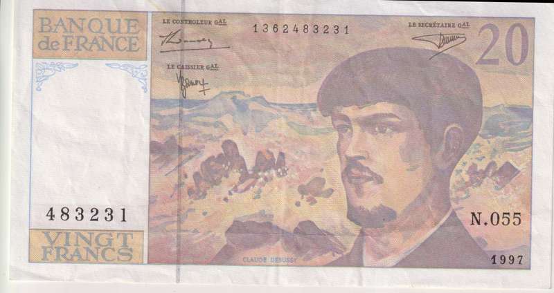 FRANCE 20 FRANCS DEBUSSY 1997 P151 VF