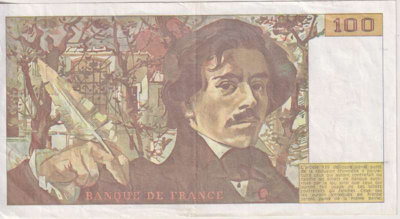 FRANCE 100 FRANCS Delacroix 1991 P154 VF