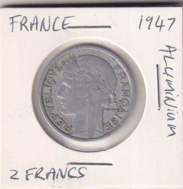 FRANCE 2 FRANCS 1947 IN COIN FLIP (ALUMINIUM)