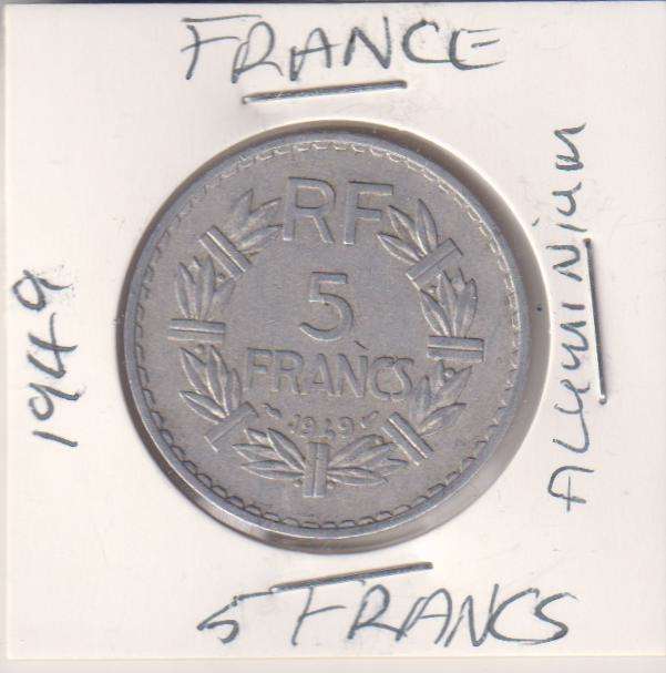 FRANCE 5 FRANCS 1949 IN COIN FLIP (ALUMINIUM)