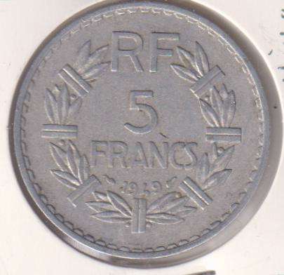 FRANCE 5 FRANCS 1949 IN COIN FLIP (ALUMINIUM)