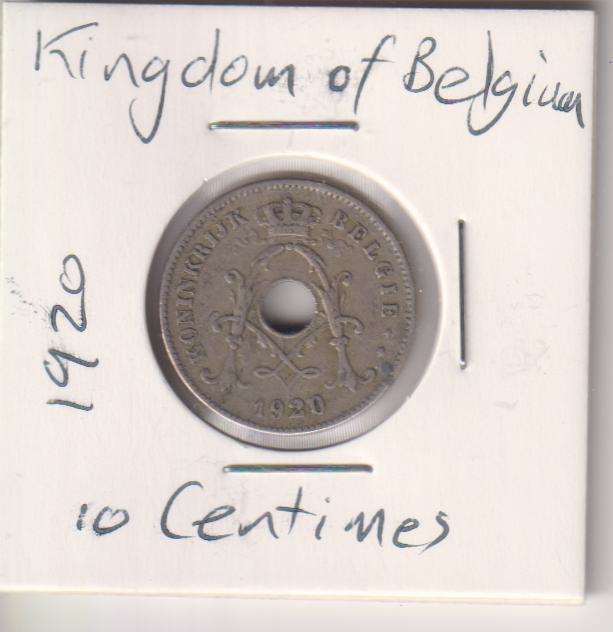 KINGDOM OF BELGIUM 10 CENTIMES 1920 IN COIN FLIP