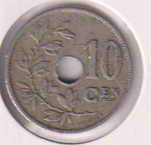 KINGDOM OF BELGIUM 10 CENTIMES 1920 IN COIN FLIP
