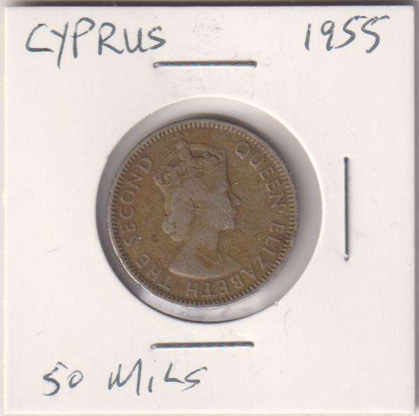 CYPRUS 5 MILS 1955 IN COIN FLIP