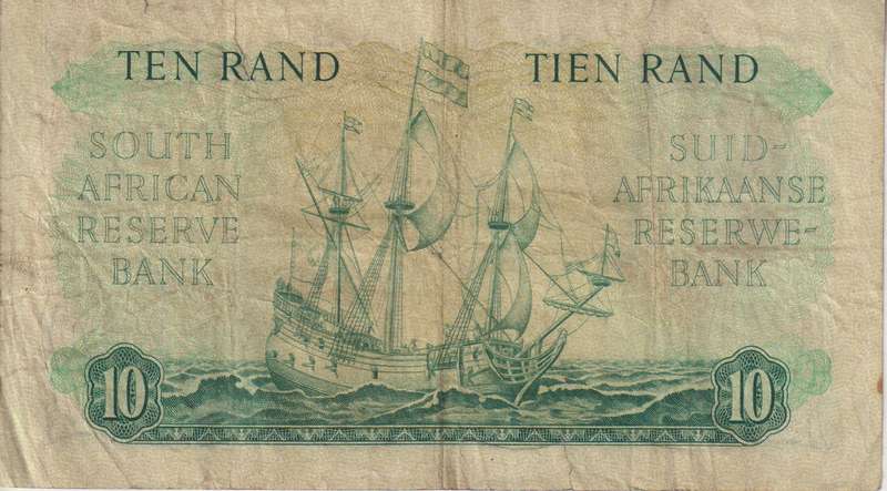 REPUBLIC OF SOUTH AFRICA - 10 RAND M.N. DE KOCK  ENG/AFR  VG Condition