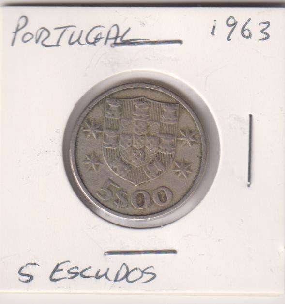 PORTUGAL 5 ESCUDOS 1963  IN COIN FLIP