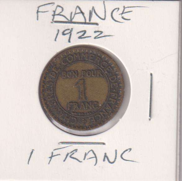 FRANCE 1 FRANC 1922 IN COIN FLIP