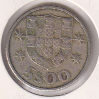 PORTUGAL 5 ESCUDOS 1963  IN COIN FLIP