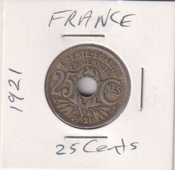 FRANCE 25 CENTINES 1921 IN COIN FLIP