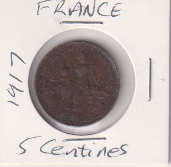 FRANCE 5 CENTINES 1917 IN COIN FLIP