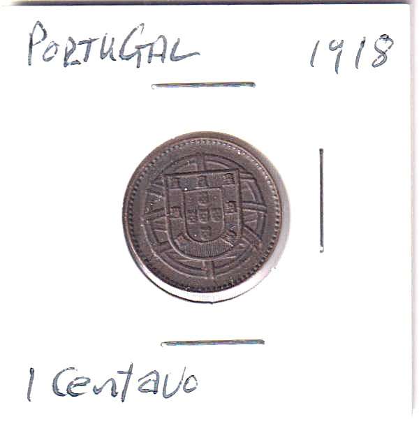 PORTUGAL 1 CENTAVO 1918 IN COIN FLIP