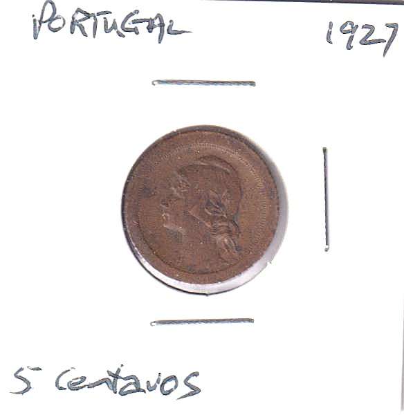 PORTUGAL 5 CENTAVOS 1927 IN COIN FLIP