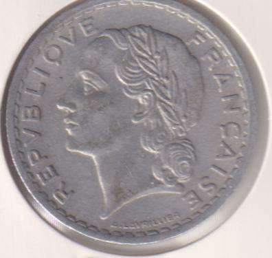 FRANCE 5 FRANCS 1947 IN COIN FLIP (ALUMINIUM)