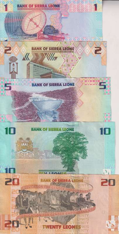 Sierra Leone 1-20 Leones 5 Pieces Set, 2022, P-34-38, UNC